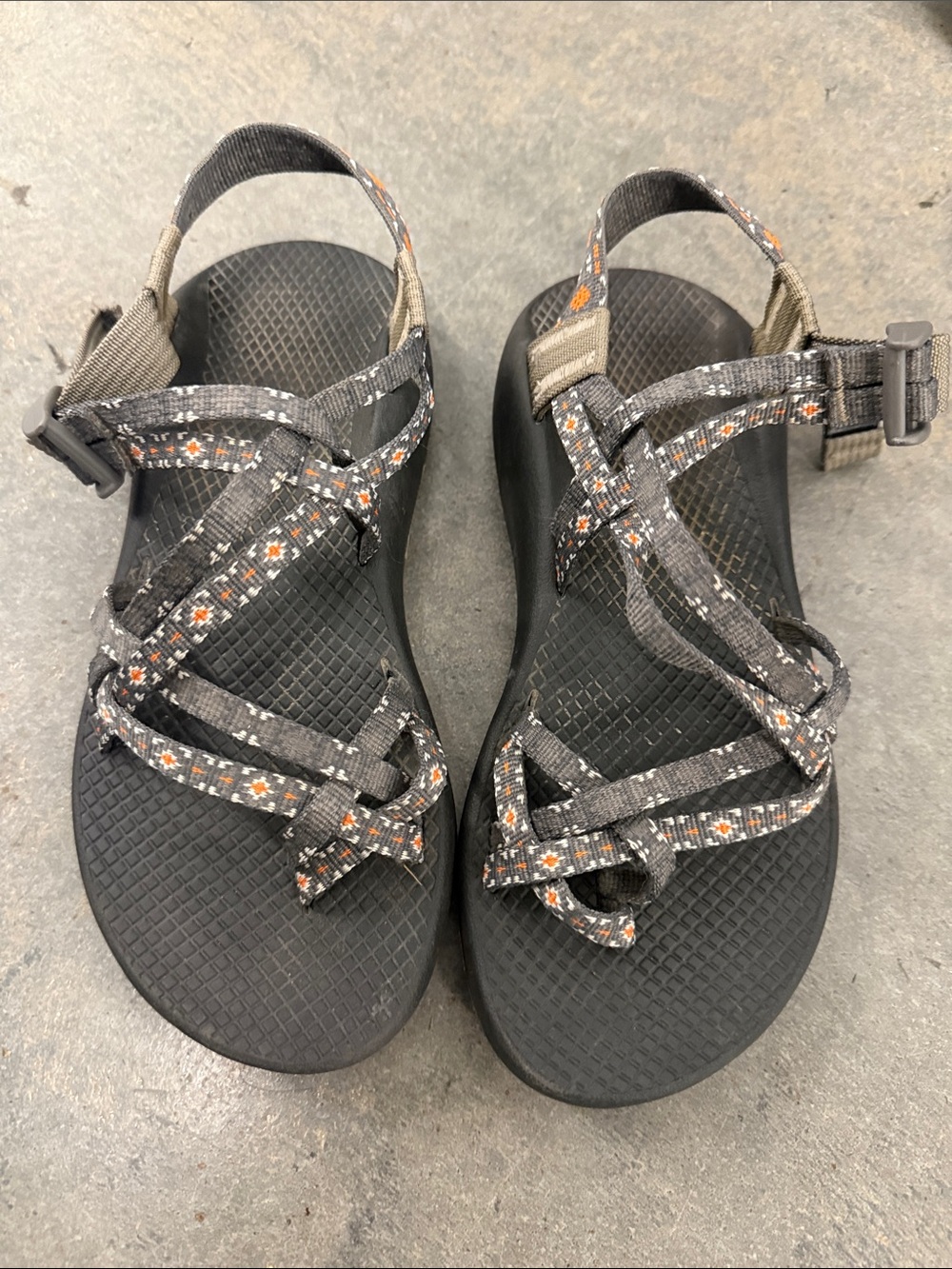 Chaco Women's Black Sandals with Orange Floral Webbing